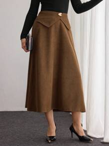 Modelyn Jupe élégante style A-ligne avec taille froncée et empiècement pour femmes, style urbain