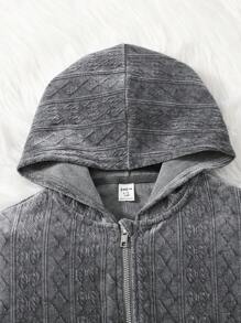 2 件套 Tween 女童休闲宽松舒适连帽夹克和开衩裤套装 - 灰色 - 查看 3