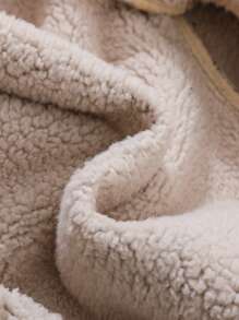 SHEIN Playful Pals Baby Boys Casual Pocketed Lapel Fleece Jacket, For Autumn/Winter