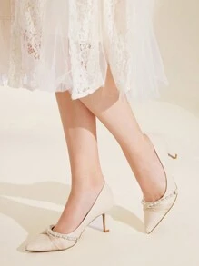 CUCCOO CHICEST 女士时尚百搭优雅尖头高跟鞋 - 白色 - 查看 8