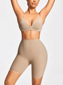 SHAPORA Shaping Mid-Waisted Mid Thigh Shapewear Short Bottom Body Shaper Butt Lifter-Tummy Waist Thigh Control - Khaki - View 8