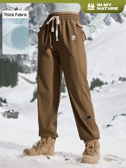 In My Nature Women's Letter Print Drawstring Waist Pocket Loose Casual Outdoor Pants