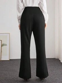 Modelyn Pantalones acampanados y ajustados con estampado de pata de gallo y diseño vintage - Marrón - Ver 2