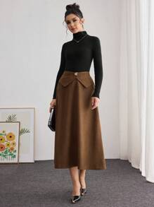 Modelyn Jupe élégante style A-ligne avec taille froncée et empiècement pour femmes, style urbain