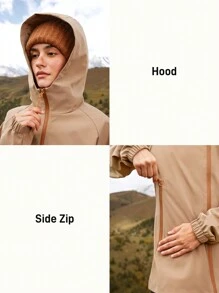 In My Nature Plus Size Women's Raglan Sleeve Zipper Front Hooded Loose Casual Jacket