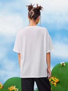 Teletubbies X SHEIN 冬季白色 Tinky Winky、Dipsy、Laa-Laa、Po、超宽松休闲可爱 T 恤、圣诞节、新年 - 白色 - 查看 6