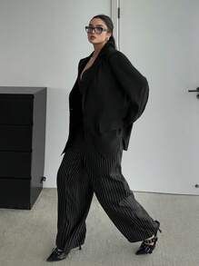Calvaya Plus Size 3pcs Set Casual Business Suit Vest And Trousers - Black - View 5