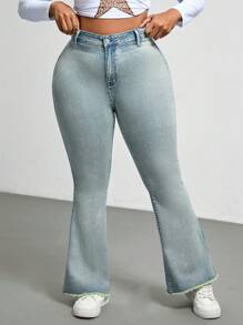 SHEIN EZwear Plus Size Casual Denim Jeans, Simple And Fashionable For Daily Wear - Blue - View 1