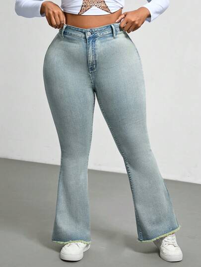 SHEIN EZwear Jeans de mezclilla informales de talla grande, simples y de moda para uso diario