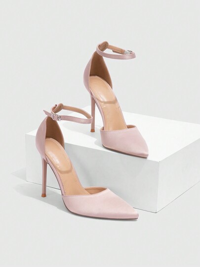 CUCCOO SZL Pink Satin Pointed Toe Elegant Pumps, Versatile High Heels For Commuting And Date Nights, Graceful And Sophisticated Style
