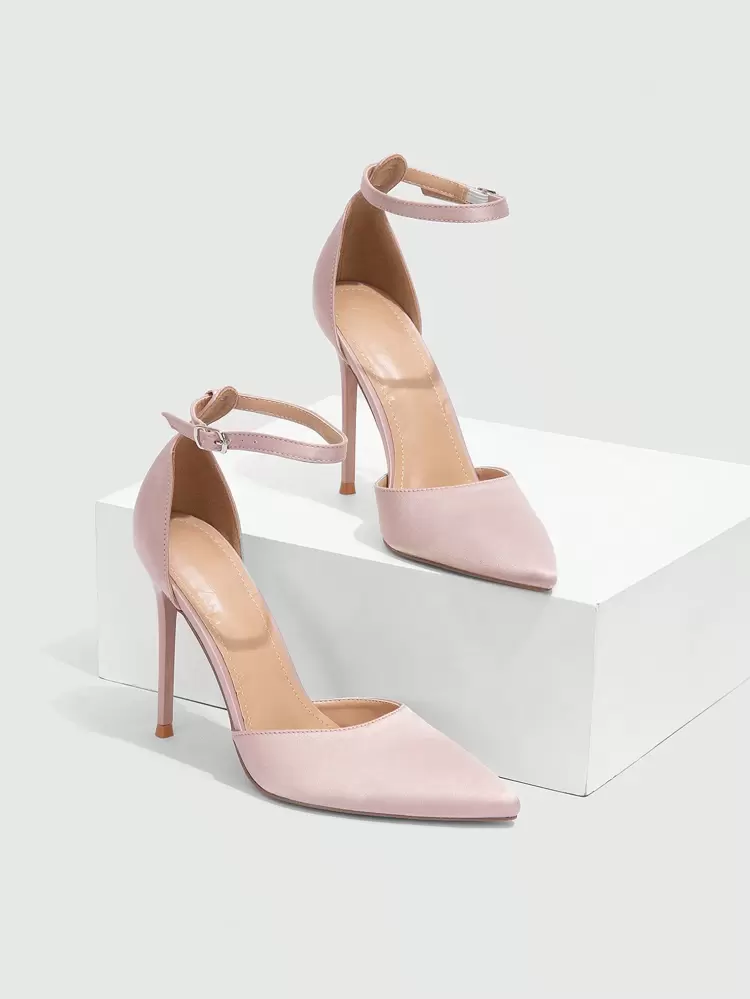 CUCCOO SZL Tacones elegantes de punta estrecha de satén rosa, versátiles tacones altos para ir al trabajo y noches de citas, con un estilo elegante y sofisticado