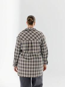 Aralina Curve Plaid Long Sleeve Button-Front Plus Size Casual Shirt