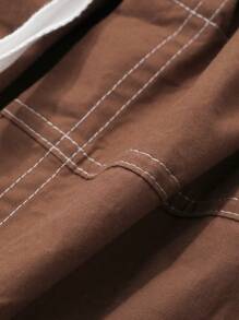 FRIFUL Women's Fall Drop Shoulder Single-Breasted Drawstring Casual Loose Regular Jacket Women Coats - Coffee Brown - View 6