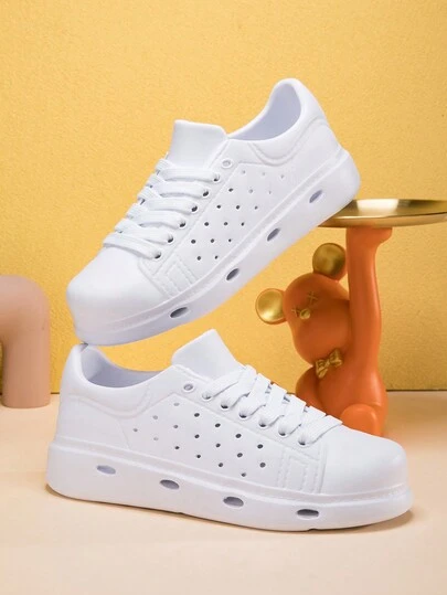 Tenis blancos clásicos para adolescentes, cómodos, ligeros, transpirables, de moda, versátiles, zapatos casuales para la escuela, correr, zapatos deportivos