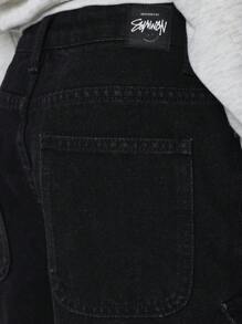 SUMWON Tween Boys Washed Looses Fit Cargo Jean - Black - View 7