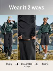 In My Nature Pantalones de senderismo para mujer de unicolor casual con cordón en la cintura y tobillo atado