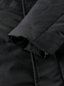 Manfinity Homme Men's Solid Color Hooded Coat, Warm Winter Outerwear, Going Out Black Bubble Coat, For Friends, Husband, Boyfriend Gifts - Black - View 4