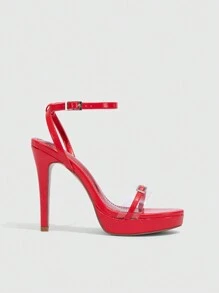 CUCCOO SZL Women's Red Strappy Pointed Toe High Heel Sandals, Elegant & Fashionable Design For Date Night, Suitable For Sexy Outfit For Christmas And New Year - Red - View 9