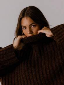 Aralina 休闲宽松舒适罗纹针织宽松高领毛衣