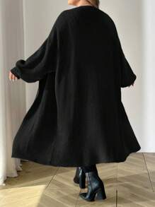 SHEIN CURVE+ Curve Plus Drop Shoulder Cardigan, For Winter