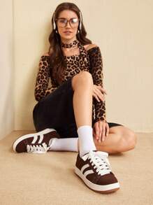 CUCCOO EASI Giày thể thao nữ màu trơn buộc dây phía trước, kiểu dáng thường ngày, phù hợp cho không khí lễ hội năm mới và mùa thu đông. - màu nâu - Xem 10