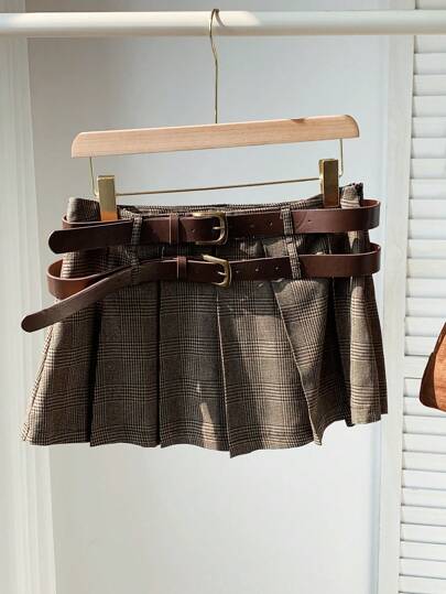 Comfortcana Jupe mini à imprimé carreaux sexy et pour femmes grandes tailles