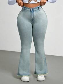 SHEIN EZwear Plus Size Casual Denim Jeans, Simple And Fashionable For Daily Wear - Blue - View 4