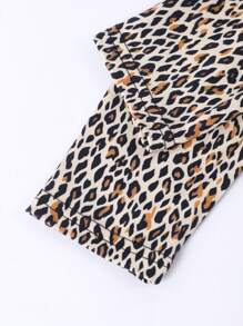 4pcs/Set Little Girls Simple Fashion Solid Color, Floral & Leopard Print Combination Series Leggings