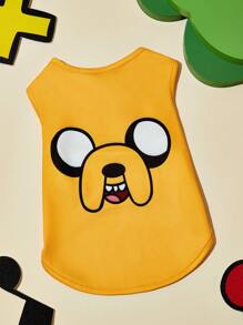 ADVENTURE TIME X SHEIN Cartoon Pattern Pet Tank Top, Yellow, Gifts