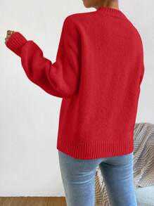 Chiquease Suéter casual holgado de cuello redondo y manga larga de unicolor para ropa de Año Nuevo para mujer