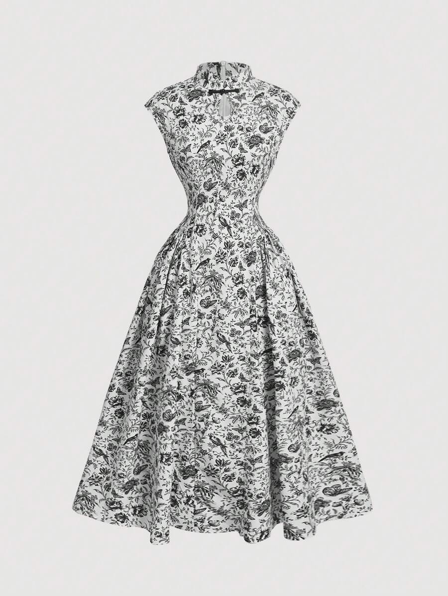 SHEIN MOD Váy hoa xanh kiểu Trung Quốc mới có trang trí khóa cài, Váy giáo viên, Váy thu, Quần áo trở lại trường, Váy dạ hội, Váy dạ hội, Váy dạ hội, Váy xanh nữ - Nhiều màu - Xem 1