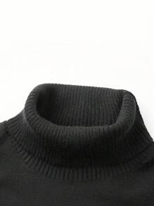 Manfinity Homme Men's Contrast Color Turtleneck Casual Color Block Pullover Long Sleeve Sweater, For Vacation, Friends