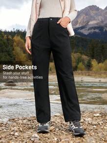 In My Nature Pantaloni da montagna da donna impermeabili senza fluoro per uso all'aperto, campeggio, escursionismo, sport e spostamenti in città - nero - Visualizzare 3