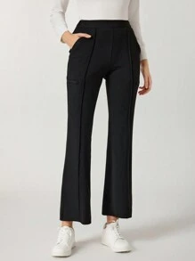 TaskEZ 1 条纯色多口袋修身喇叭裤