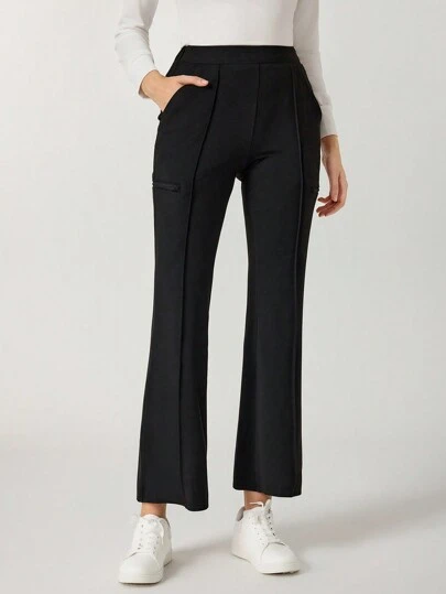 TaskEZ 1 条纯色多口袋修身喇叭裤