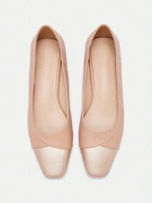 CUCCOO BIZCHIC Square Toe & Square Heel Mary Jane Flat Shoes For Women, Spring/Summer Spring Shoes Spring Break Easter - Apricot - View 1