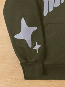 SHEIN Sudadera con estampado gráfico de estilo Y2K para adolescentes, ropa urbana - Verde militar - Ver 6