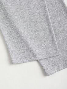 Flirla 加大尺碼純色深V領休閒T恤，春季/夏季 - 灰色 - 查看 4