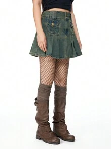 ROMWE Fairycore 1 đôi tất cao đến đầu gối màu nâu + 1 đôi tất lưới bó, tất bó co giãn và tất cao đến đầu gối xếp nếp nhiều lớp, bộ 2 món theo phong cách múa ba lê, hợp thời trang Y2K - Nhiều màu - Xem 3