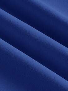 SHEIN EZwear 1pc Plain Color Asymmetric Neck Ruched Extra Long Fishtail Elegant Sleeveless Dress - Royal Blue - View 5