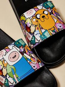 ADVENTURE TIME X SHEIN Women's Cartoon Printed PVC Slippers, Lightweight For Indoor & Outdoor Wear, Gifts For Casual Beach Style