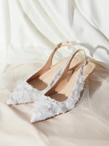 CUCCOO HITCHD Women's Pointy Toe Fluffy Decorated Fashion High Heels - White - View 1