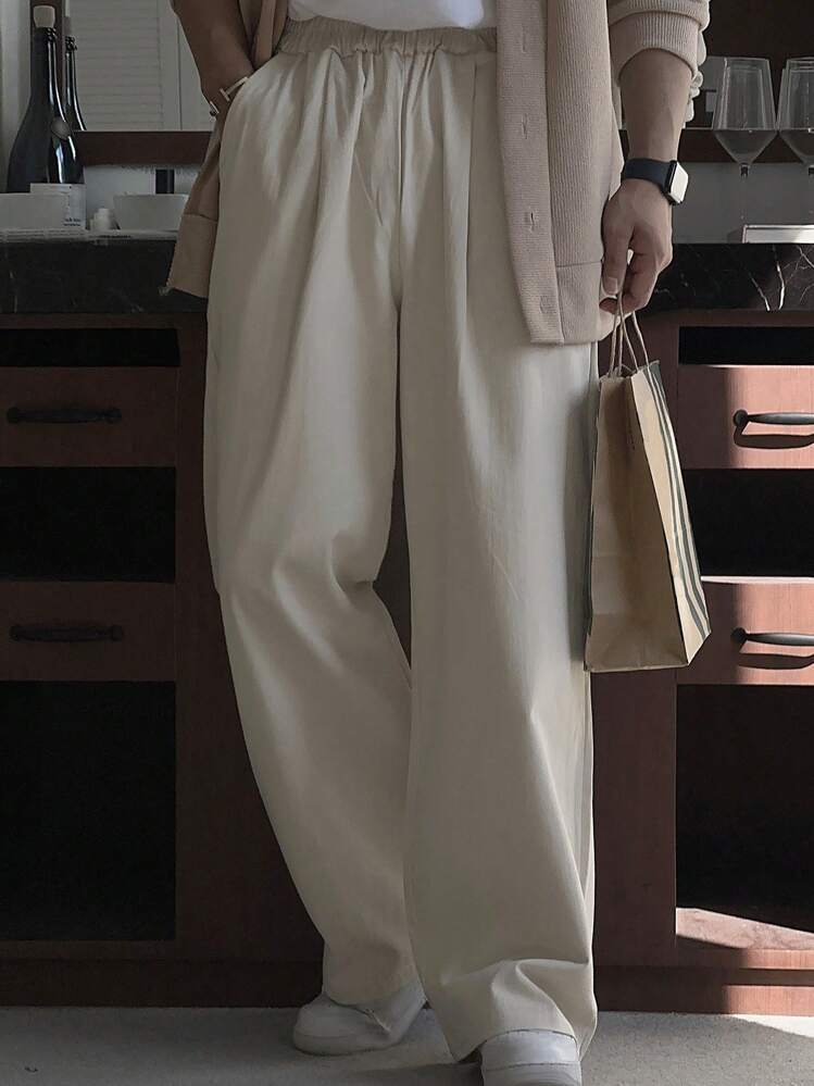 DAZY Pantalon décontracté et polyvalent pour hommes en beige, convenant pour les déplacements, l'automne - Beige - Voir 5