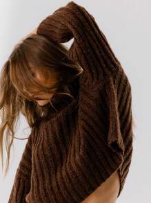 Aralina 休闲宽松舒适罗纹针织宽松高领毛衣