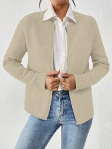 Chiquease Damen Langarm Bluse mit Reißverschluss vorne, einfarbig, für den täglichen Gebrauch