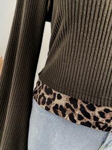 Dreamara Camisa de 2 en 1 de talla grande con estampado de leopardo para mujer, invierno - Multicolor - Ver 5