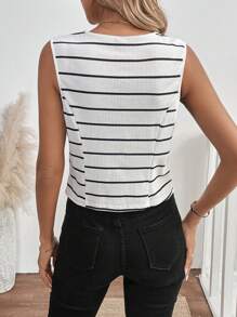 SHEIN LUNE Women Casual Striped Sleeveless Tank Top, Basic Clothing For Spring, Summer, Autumn, Winter Crop Tops Tube Top Cute Tops