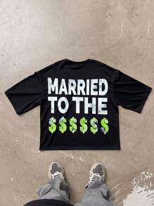 Manfinity EMRG Męska czarna koszulka z krótkim rękawem Fun Graphic Oversized Boxy Fit, prezenty dla chłopaka, odzież uliczna, prezent dla chłopaka - Czarne - Zobacz 2