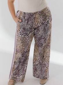 Aralina High Waist Bold Stylish Leopard Print Wide Leg Pants - Multicolor - View 2