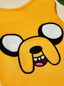 ADVENTURE TIME X SHEIN Cartoon Pattern Pet Tank Top, Yellow, Gifts